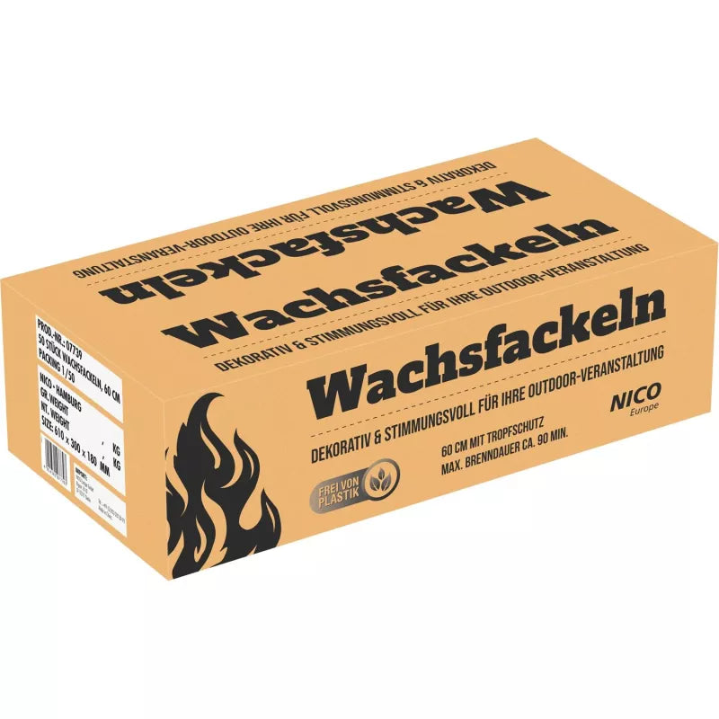 Wachsfackeln 50St. 60cm 90min