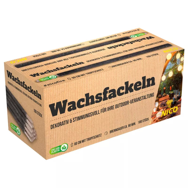 Wachsfakeln 100 St. 60cm 90min