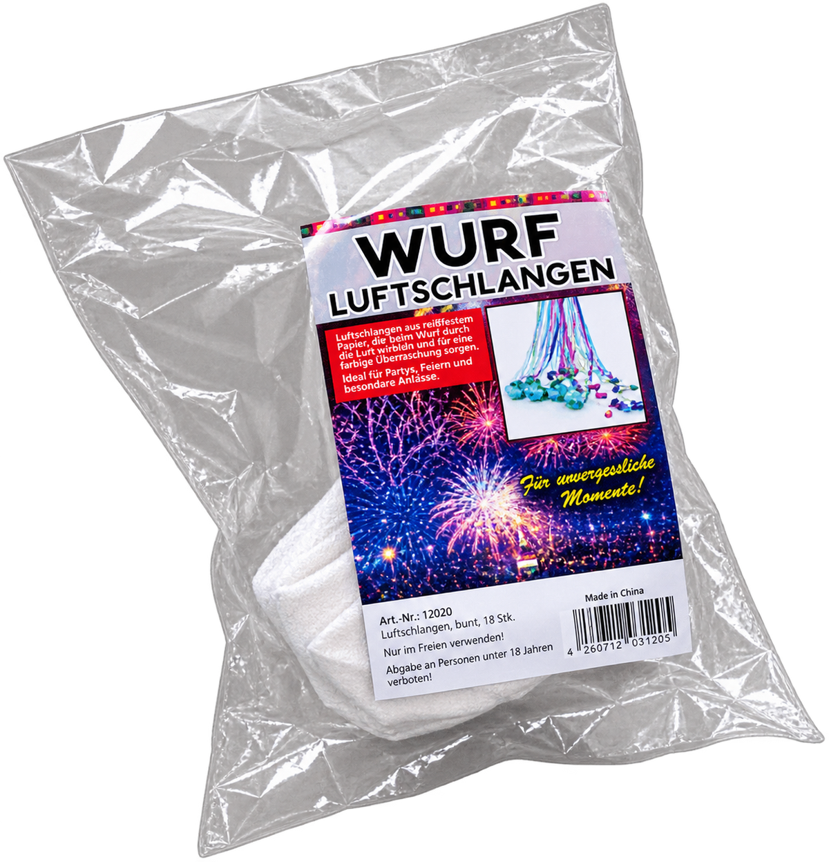 Wurf Luftschlangen